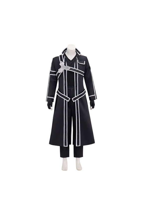 Men's Futuristic Warrior Coat - Black & White Sci-Fi Long Coat with Silver Accents