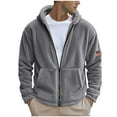 thumbnail image 1 of Men's Fuzzy Athletic Hoodie Heavyweight Fleece Armband Pattern Jacket Zip Up Hooded Sweatshirt Sports Coat With Pocket (M, Dark Gray), 1 of 4