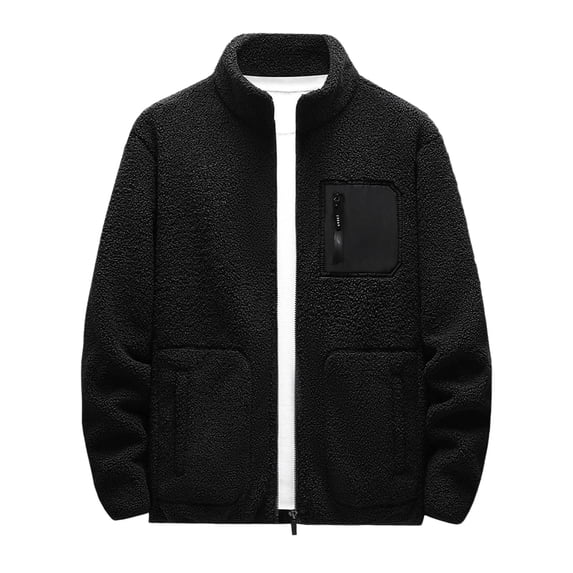 Men's Fuzzy Fleece Jacket Plus Size Sherpa Lined Soft Polar Casual Jacket Outerwear Long Sleeve Full Zipper Coat