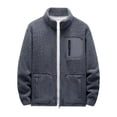thumbnail image 1 of Men's Fuzzy Fleece Jacket Plus Size Sherpa Lined Soft Polar Casual Jacket Outerwear Long Sleeve Full Zipper Coat, 1 of 2