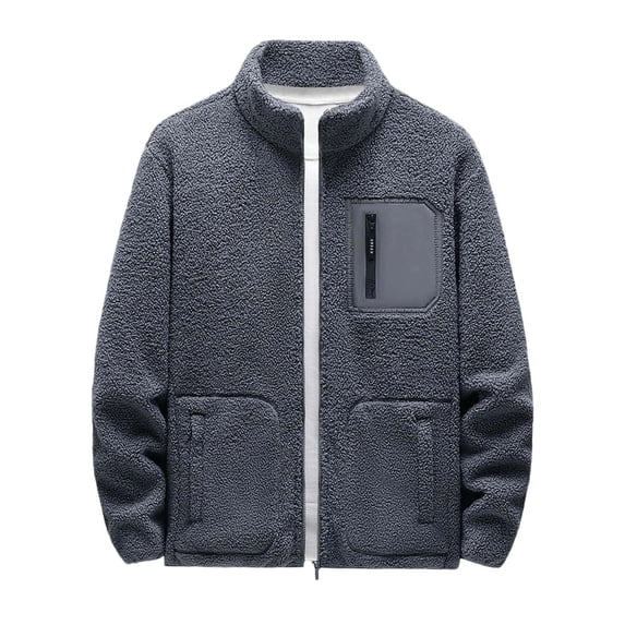 Men's Fuzzy Fleece Jacket Plus Size Sherpa Lined Soft Polar Casual Jacket Outerwear Long Sleeve Full Zipper Coat