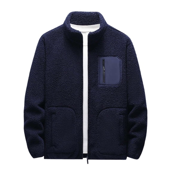 Men's Fuzzy Fleece Jacket Plus Size Sherpa Lined Soft Polar Casual Jacket Outerwear Long Sleeve Full Zipper Coat