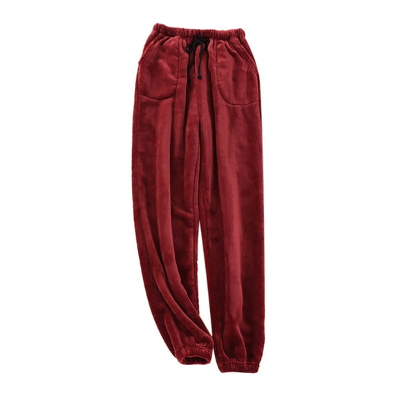 Men's Fuzzy Pajama Pants Baggy Plus Size Comfort Warm Nightwear Sleepwear Plush Sweatpants with Pockets Homewear