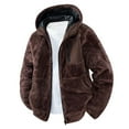 thumbnail image 1 of Men's Fuzzy Sherpa Coat Fleece Zip Up Hooded Jacket Coffee M, 1 of 5