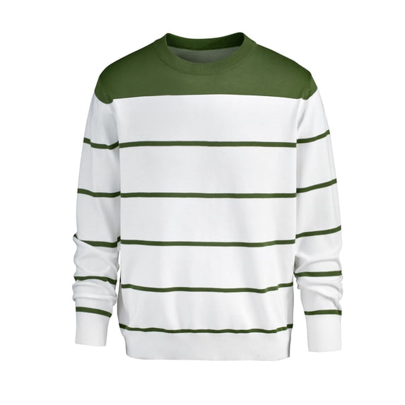 Men's Fuzzy Winter Sweaters Casual Gradient Long Sleeve Tops Crew Neck Sweater for Everyday Wear Green M