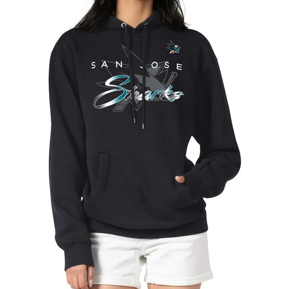 Men's G-III 4Her by Carl Banks Black San Jose Sharks Shadow Logo Fleece Pullover Hoodie