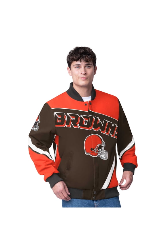 Men's G-III Extreme  Brown Cleveland Browns Maximum Racing Full-Snap Jacket