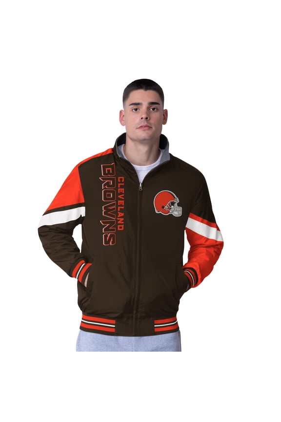 Men's G-III Extreme Brown Cleveland Browns Strong Arm Reversible Full-Zip Jacket