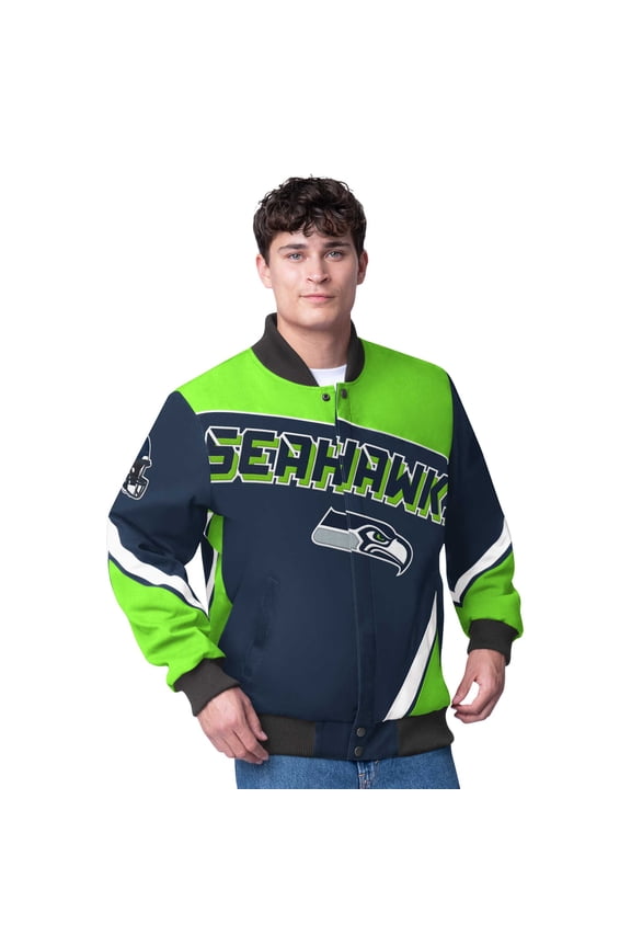 Men's G-III Extreme  College Navy Seattle Seahawks Maximum Racing Full-Snap Jacket