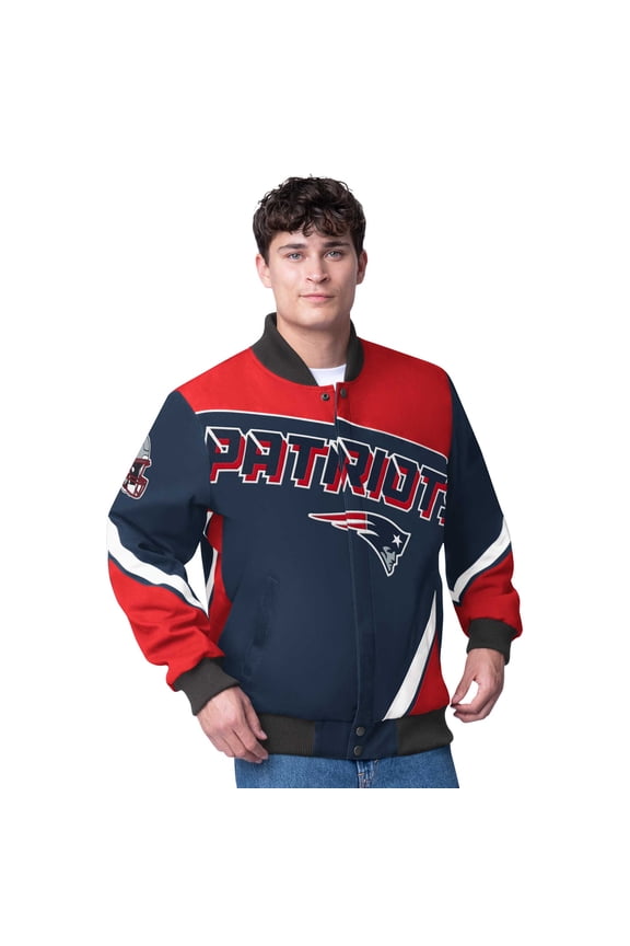 Men's G-III Extreme Navy New England Patriots Maximum Racing Full-Snap Jacket