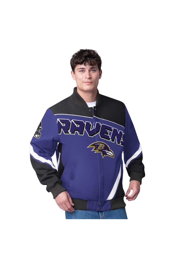 Men's G-III Extreme Purple Baltimore Ravens Maximum Racing Full-Snap Jacket