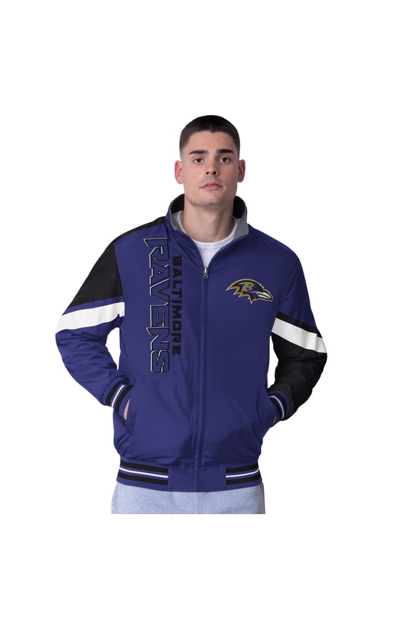 Men's G-III Extreme Purple Baltimore Ravens Strong Arm Reversible Full-Zip Jacket
