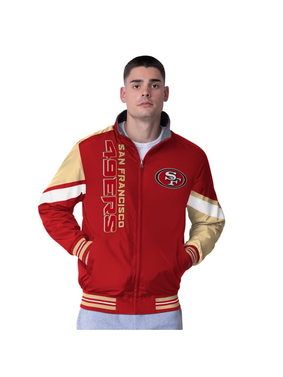 Men's G-III Extreme Scarlet/Heather Gray San Francisco 49ers Strong Arm Reversible Full-Zip Jacket