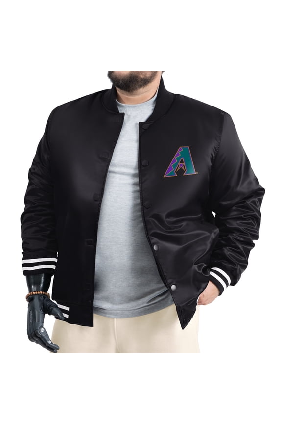 Men's G-III Sports by Carl Banks Black Arizona Diamondbacks Cooperstown Adaptive Satin Full-Snap Varsity Jacket