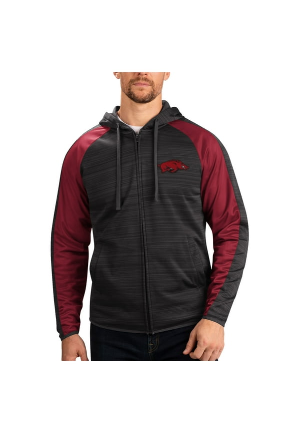 Men's G-III Sports by Carl Banks Black Arkansas Razorbacks Neutral Zone Raglan Full-Zip Track Jacket Hoodie