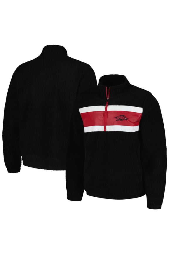 Men's G-III Sports by Carl Banks Black Arkansas Razorbacks Pinch Runner Half-Zip Top