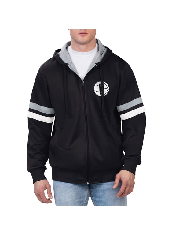Men's G-III Sports by Carl Banks Black Brooklyn Nets Contender Full-Zip Hoodie Jacket