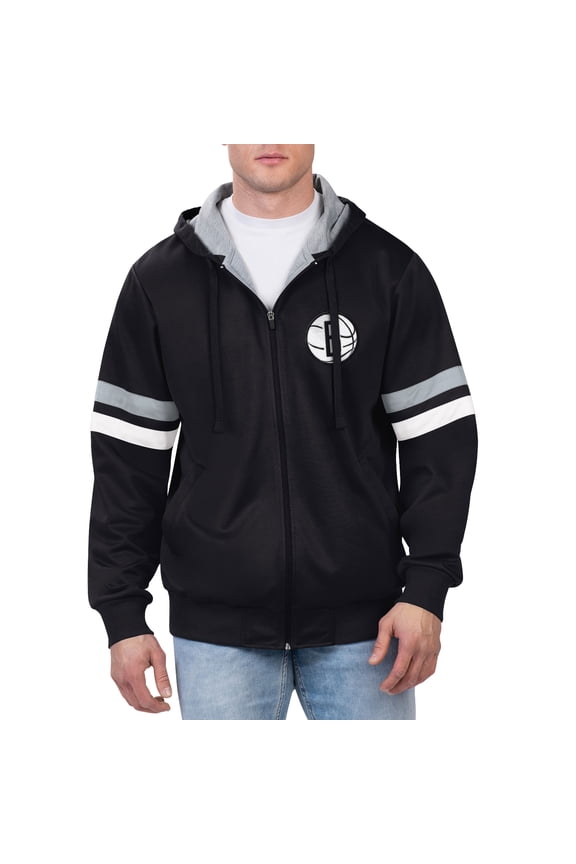 Men's G-III Sports by Carl Banks Black Brooklyn Nets Contender Full-Zip Hoodie Jacket