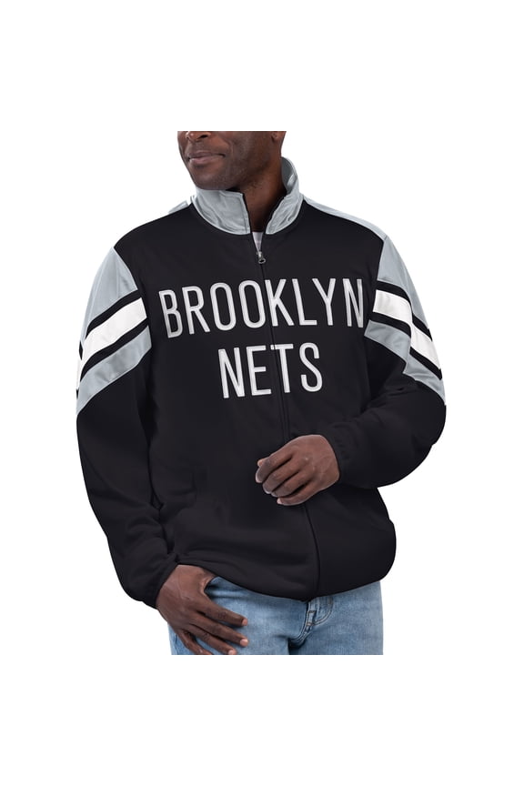 Men's G-III Sports by Carl Banks Black Brooklyn Nets Game Ball Full-Zip Track Jacket