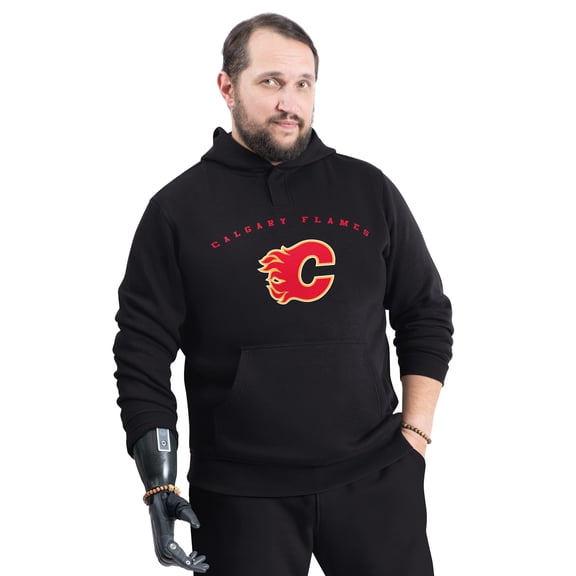 Men's G-III Sports by Carl Banks Black Calgary Flames Adaptive Classic Team Arc Fleece Hoodie