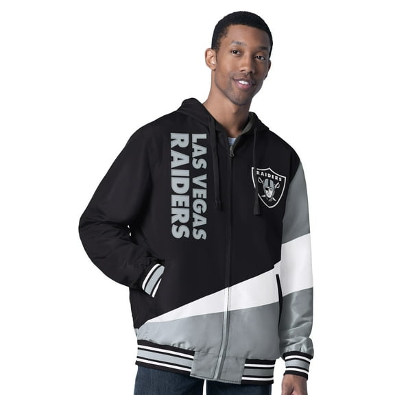 Men's G-III Sports by Carl Banks Black/Charcoal Las Vegas Raiders Dual Threat Reversable Full-Zip Hooded Jacket