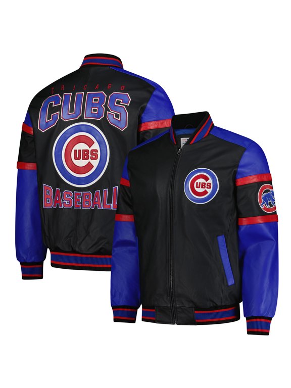 Men's G-III Sports by Carl Banks Black Chicago Cubs Full-Zip Leather Varsity Jacket