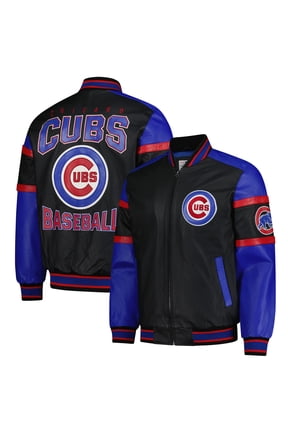 Men's G-III Sports by Carl Banks Black Chicago Cubs Full-Zip Leather Varsity Jacket