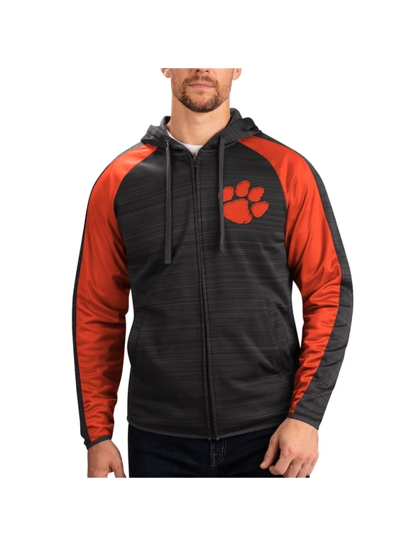 Men's G-III Sports by Carl Banks Black Clemson Tigers Neutral Zone Raglan Full-Zip Track Jacket Hoodie