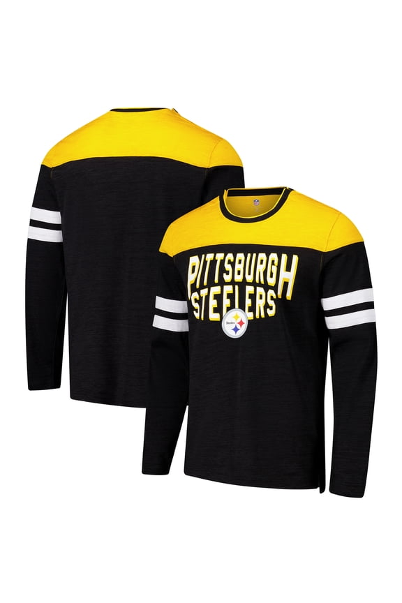 Men's G-III Sports by Carl Banks Black/Gold Pittsburgh Steelers Adaptive Hail Mary Long Sleeve T-Shirt