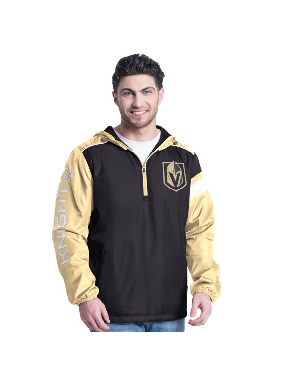 Men's G-III Sports by Carl Banks Black/Gold Vegas Golden Knights Lateral Half-Zip Hoodie Jacket