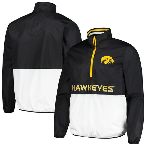 Men's G-III Sports by Carl Banks Black Iowa Hawkeyes Cornerman-Half-Zip Top