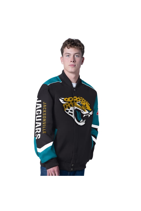 Men's G-III Sports by Carl Banks Black Jacksonville Jaguars Prime Time Full-Zip Racing Jacket