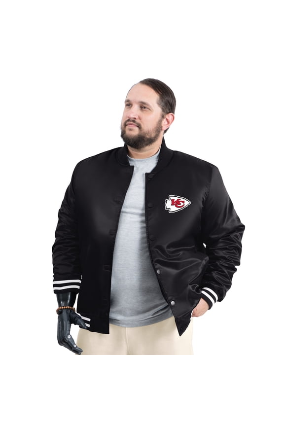 Men's G-III Sports by Carl Banks Black Kansas City Chiefs Tossback Adaptive Satin Full-Snap Varsity Jacket