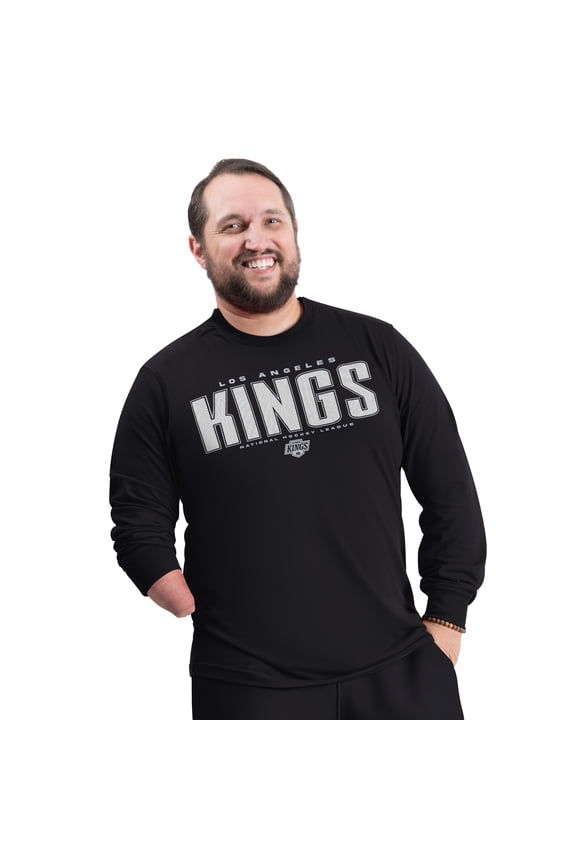 Men's G-III Sports by Carl Banks Black Los Angeles Kings Adaptive Mesh Effect Long Sleeve T-Shirt