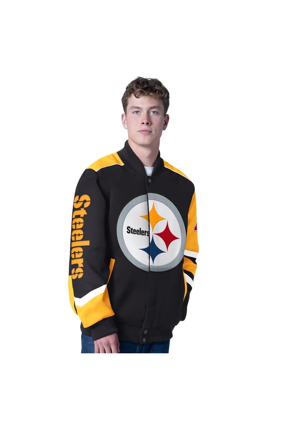 Men's G-III Sports by Carl Banks Black Pittsburgh Steelers Prime Time Full-Zip Racing Jacket