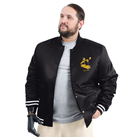 Men's G-III Sports by Carl Banks Black Pittsburgh Steelers Tossback Adaptive Satin Full-Snap Varsity Jacket