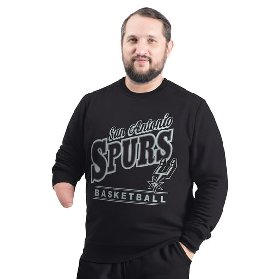 Men's G-III Sports by Carl Banks Black San Antonio Spurs Adaptive Headliner Fleece Crewneck Sweatshirt
