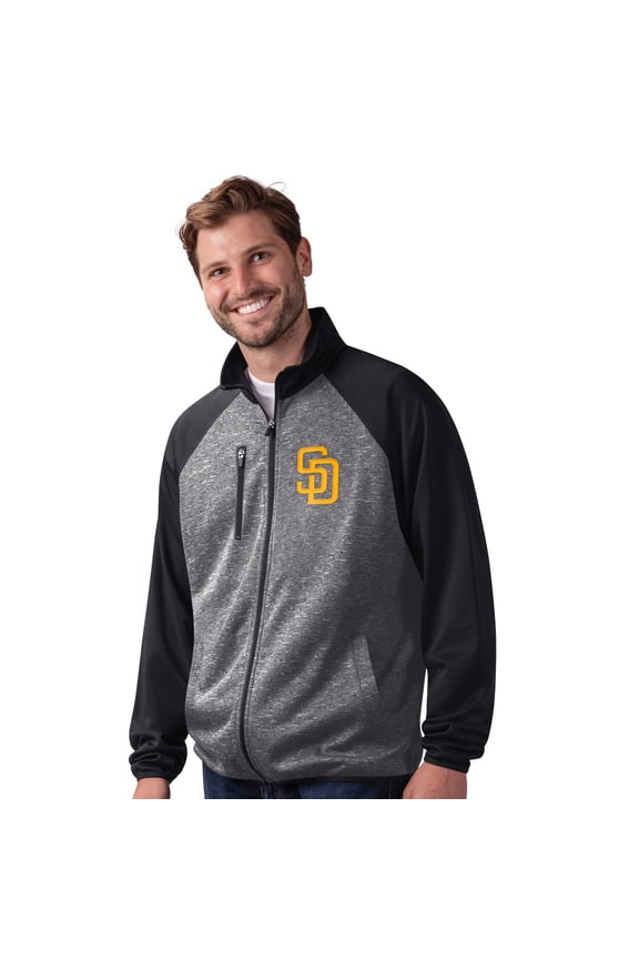 Men's-G-III Sports by Carl Banks  Black San Diego Padres Runners Raglan Full-Zip Track Jacket