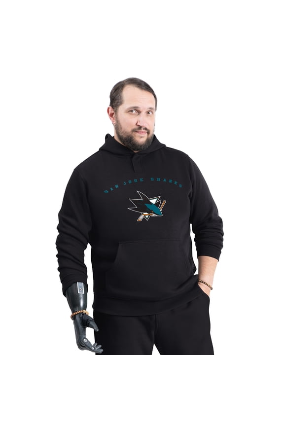 Men's G-III Sports by Carl Banks Black San Jose Sharks Adaptive Classic Team Arc Fleece Hoodie