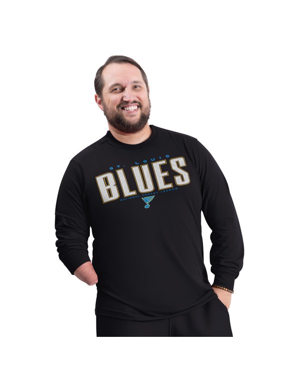 Men's G-III Sports by Carl Banks Black St. Louis Blues Adaptive Mesh Effect Long Sleeve T-Shirt