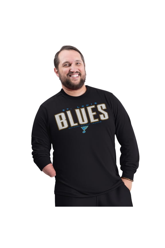 Men's G-III Sports by Carl Banks Black St. Louis Blues Adaptive Mesh Effect Long Sleeve T-Shirt