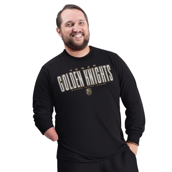 Men's G-III Sports by Carl Banks Black Vegas Golden Knights Adaptive Mesh Effect Long Sleeve T-Shirt