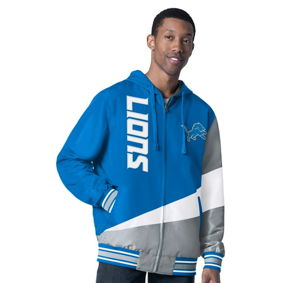 Men's G-III Sports by Carl Banks Blue/Charcoal Detroit Lions Dual Threat Reversable Full-Zip Hooded Jacket