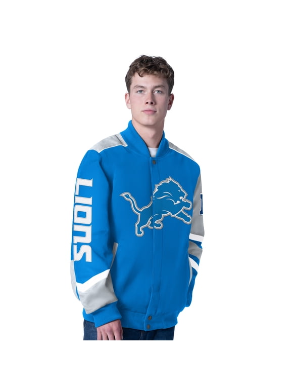 Men's G-III Sports by Carl Banks Blue Detroit Lions Prime Time Full-Snap Racing Jacket