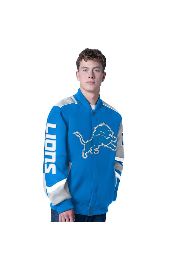 Men's G-III Sports by Carl Banks Blue Detroit Lions Prime Time Full-Snap Racing Jacket