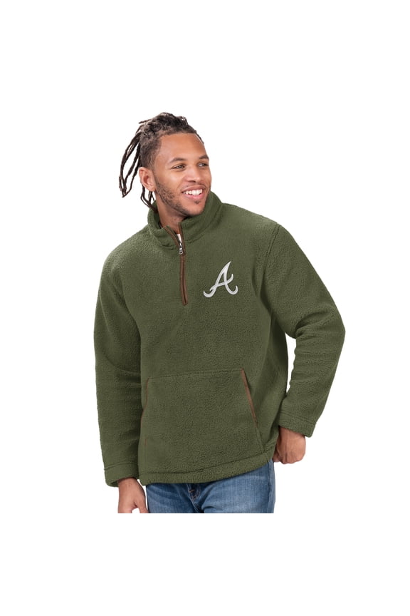 Men's-G-III Sports by Carl Banks Hunter Green Atlanta Braves Everest Fleece Quarter-Zip Jacket
