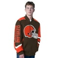 thumbnail image 1 of Men's G-III Sports by Carl Banks Brown Cleveland Browns Prime Time Full-Zip Racing Jacket, 1 of 2