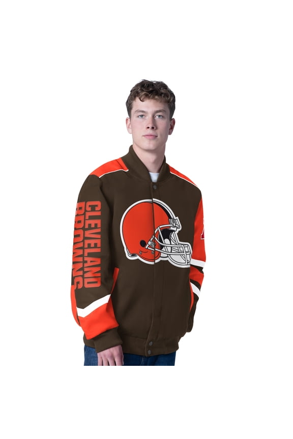 Men's G-III Sports by Carl Banks Brown Cleveland Browns Prime Time Full-Zip Racing Jacket