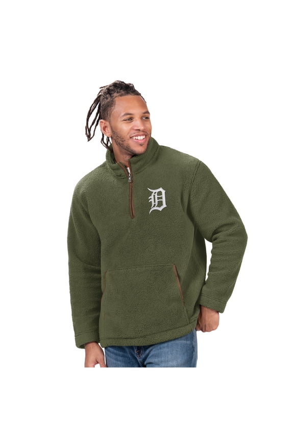 Men's-G-III Sports by Carl Banks Hunter Green Detroit Tigers Everest Fleece Quarter-Zip Jacket