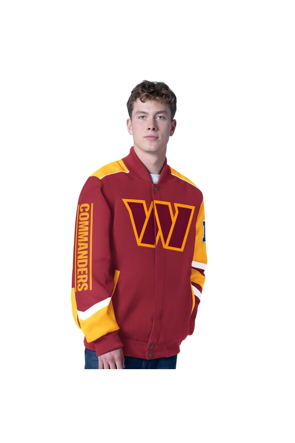 Men's G-III Sports by Carl Banks Burgundy Washington Commanders Prime Time Full-Zip Racing Jacket